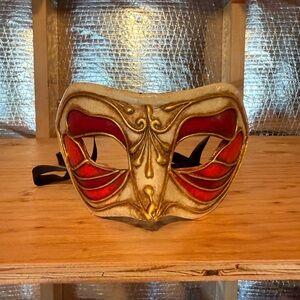 Handmade Gold and Red Masquerade Mask